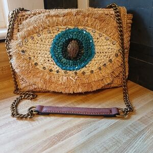 Kurt Geiger NWOT Straw/Raffia Eagle Eye Clutch/ Crossbody RARE